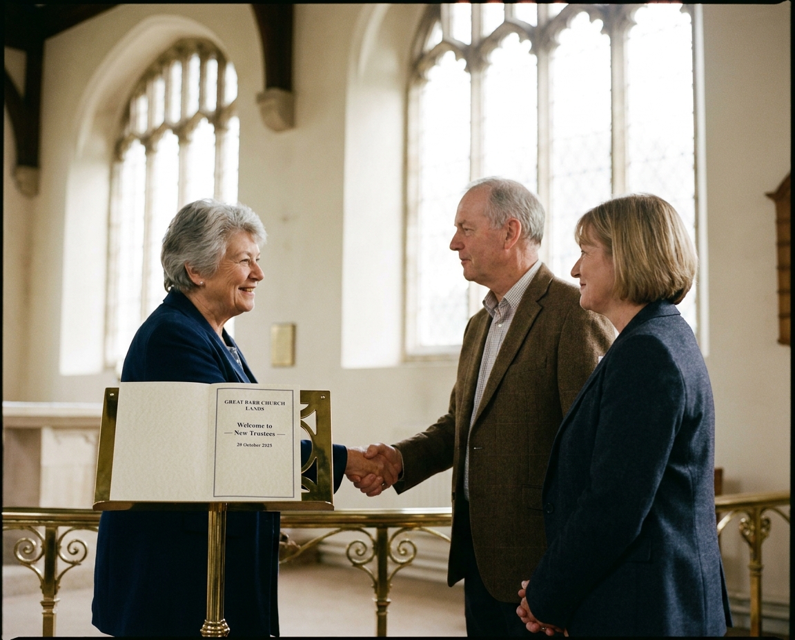 Two newly-appointed trustees being welcomed at the lectern of St Margaret's.